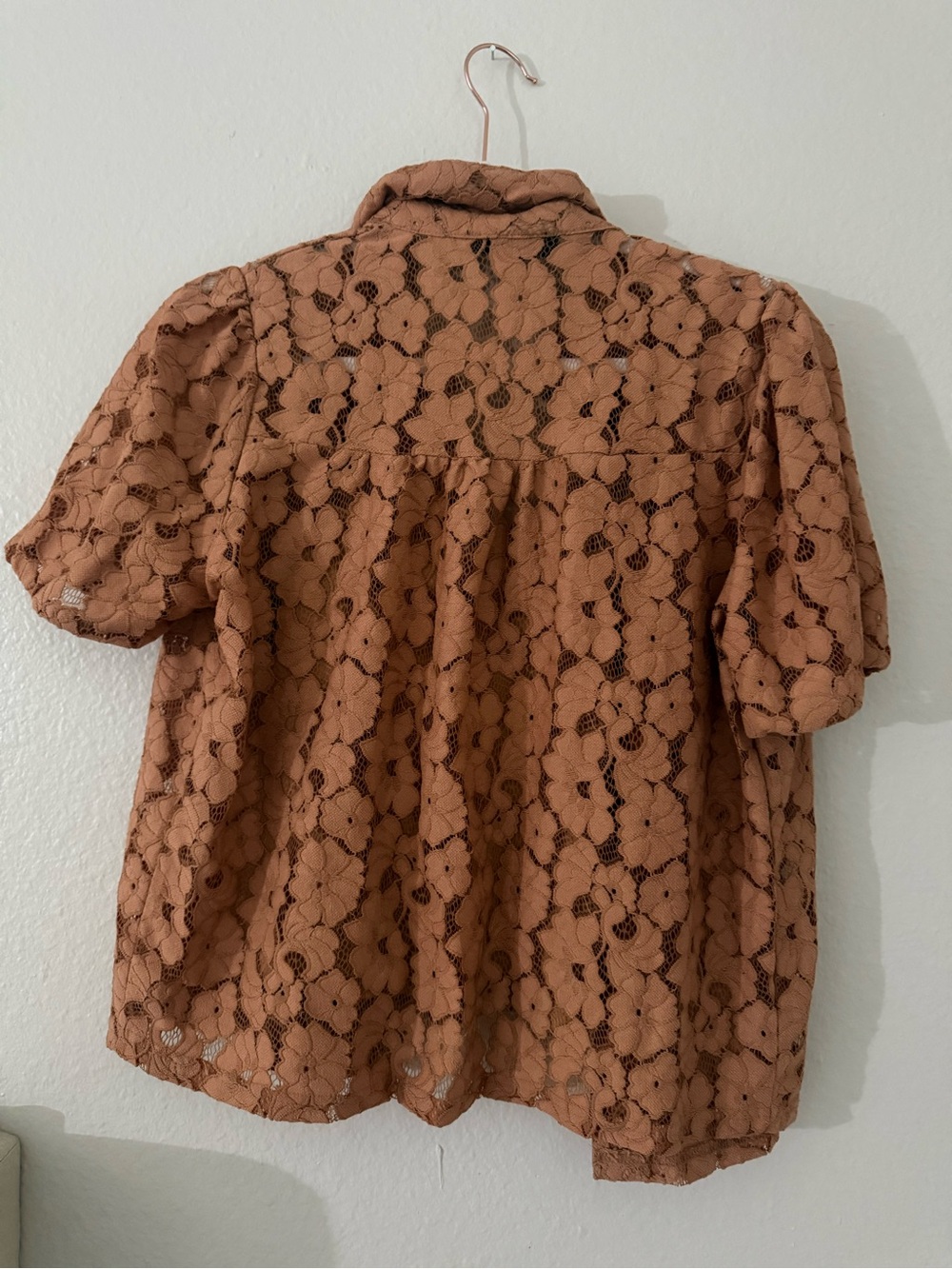 Nicole Miller Lace Button-Front Shirt with Tank - Caramel Brown - Picture 2 of 3